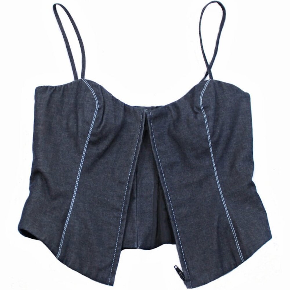 Vintage Y2K ALL ABOUT EVE Germany Cropped Denim Bustier Top - Picture 6 of 10